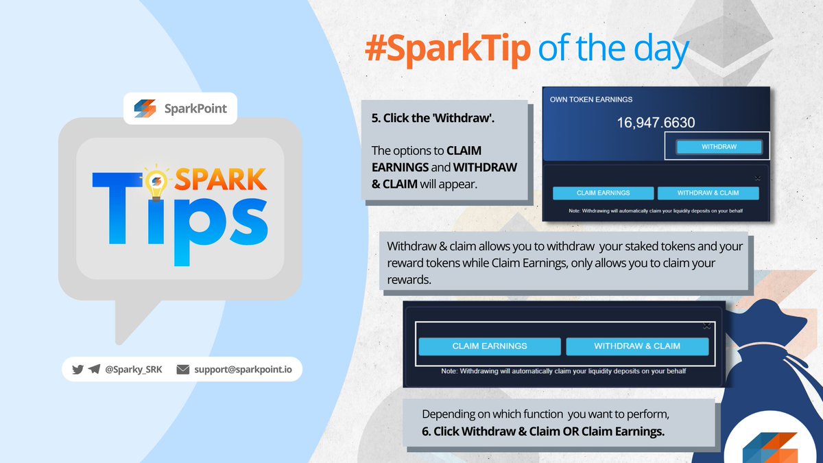 sparkpointio's tweet image. Isn't it exciting to withdraw your rewards after some time of waiting? ๐ค Here's a short walkthrough on how to withdraw your staking rewards! ๐ฐ
Enjoy your rewards, #Sparkies! ๐
#SparkTips #SparkPoint