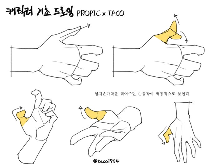 엄지손가락을 꺾어주면 손동작이 역동적으로 보인다 