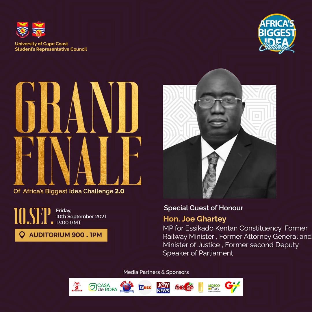 UCCIdeaChalleng's tweet photo. Our Special Guest of Honor for the Grand Finale, Hon. Joe Ghartey!!! 
#UCCIdeaChallenge https://t.co/f9pUWakUUt