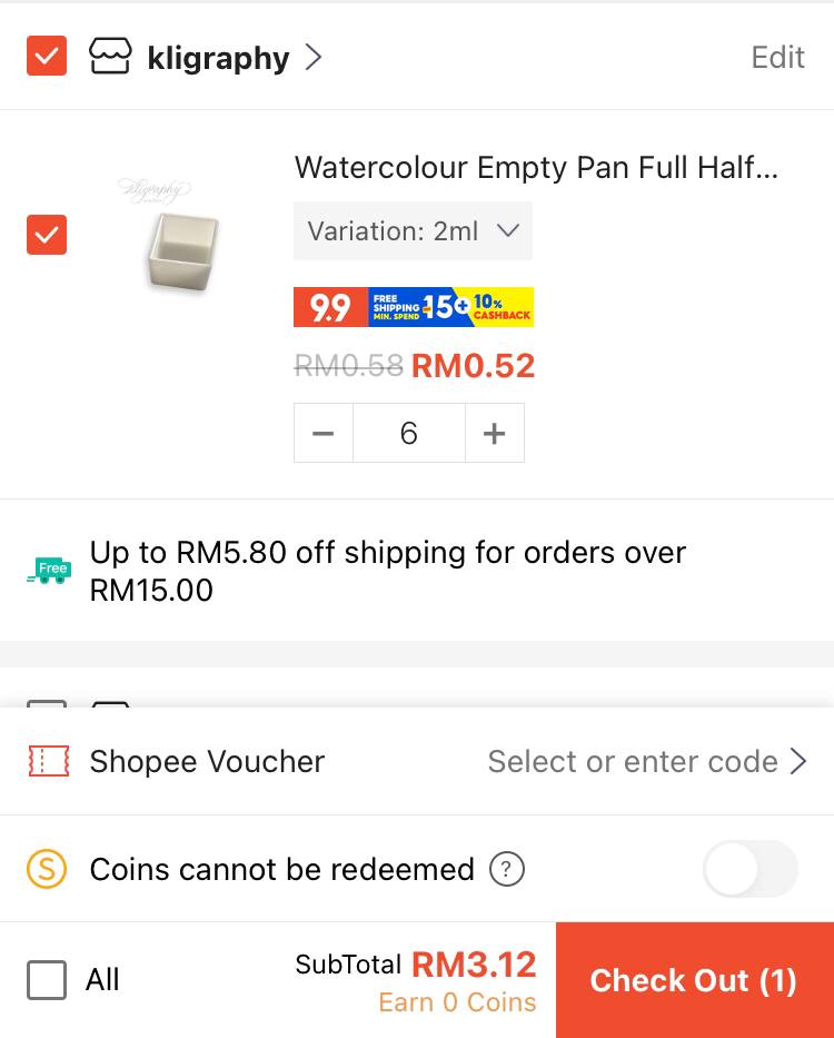 Nad dah jarang gila guna Shopee sekarang sebab shipping dia mahal and bila compare harga barang, dekat LAZADA murah lagi.
dah la shipping Lazada tak semahal Shopee. aahh nyesal tak guna awal2

Contoh bawah ni, dua2 Half Pan 2ml 6pcs. Tapi beza harga almost half!