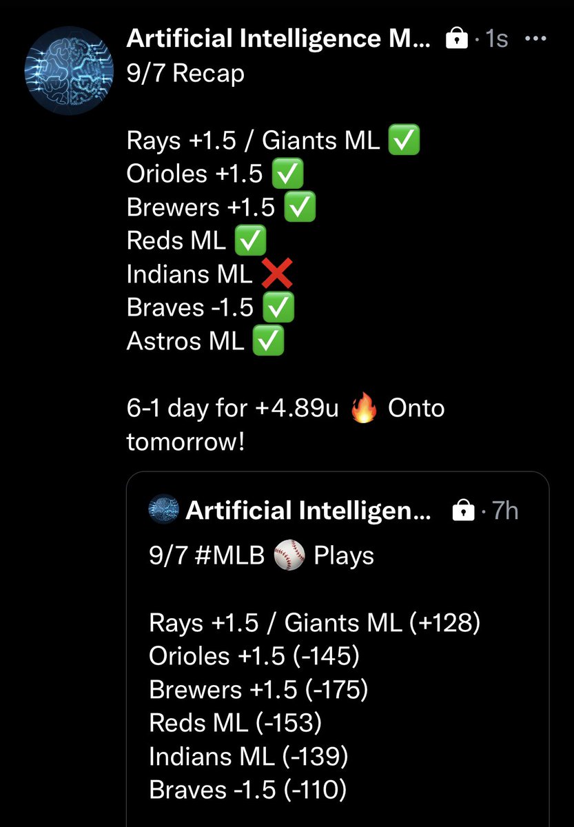 AIModeIs's tweet image. MLB Model v2.0 is LIVE!

DM for more information 🔥