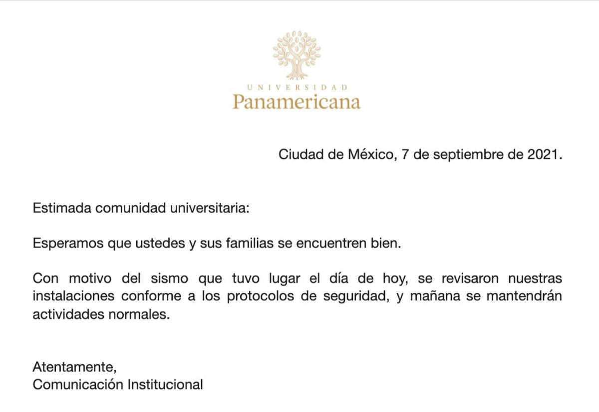 A toda la comunidad ⚠️

Se aplicaron los protocolos de revisión y estamos listos para recibirte #temblorCDMX