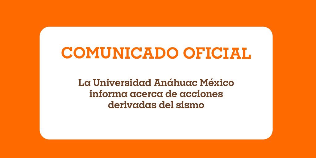 anahuac's tweet photo. #Aviso ⚠️ Ante el sismo de las 20:47 hrs. se informa a la comunidad universitaria que todas las actividades presenciales se migrarán a formato virtual mañana 8 de septiembre. 
https://t.co/8GvrRerPGi https://t.co/1enS1kqeaN