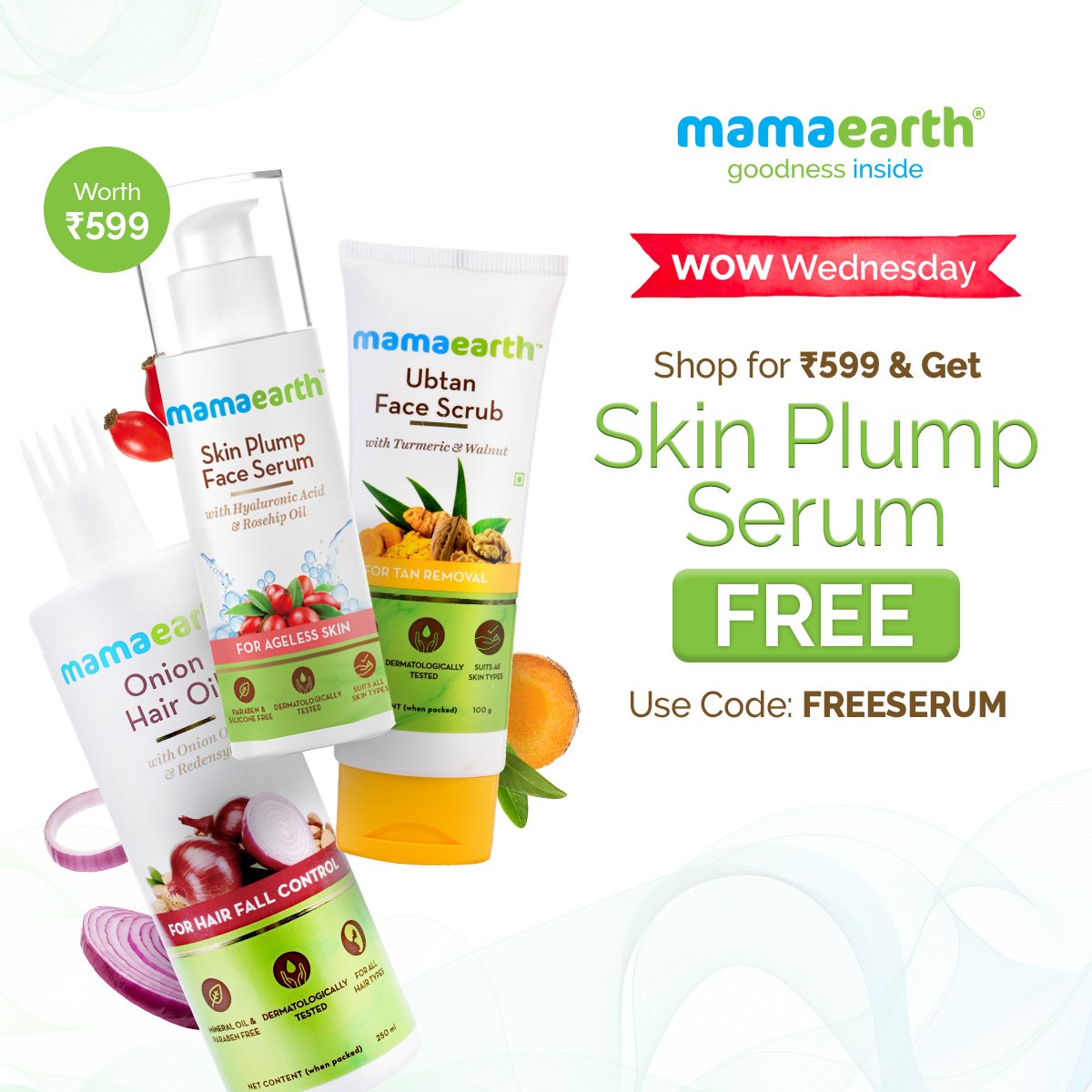 mamaearthindia's tweet photo. Check out what we have in store for you this #WowWednesday! ๐๐๐
Shop here: https://t.co/N6KFtId9bg๐๐
#mamaearth #GoodnessInside #WednesdaySale #OffersIndia https://t.co/te77dKfMVM