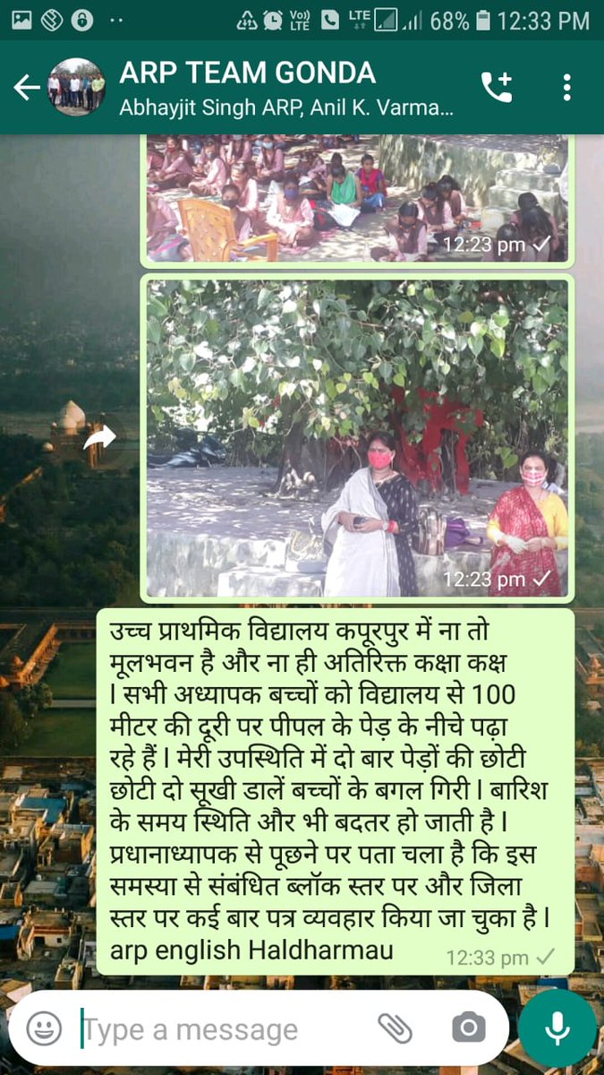 <a href="/drdwivedisatish/">Dr Satish Dwivedi</a>
<a href="/ABRSM/">ABRSM</a> 
@rsmup_tweet 
<a href="/VirendraRSM/">Virendra Mishra</a> 
<a href="/dmgonda2/">DM / DEO Gonda</a> 
महोदय, UPS कपूरपुर ब्लॉक हलधरमऊ का मूल भवन टूटे एक साल हो गया। प्र0 अ0 ने जिले पर इसकी सूचना सभी उच्च अधिकारियों को भी दी है।

175 बच्चे पीपल के पेड़ के नीचे शिक्षा ग्रहण करने को विवश हैं। पढाई कैसे हो.??