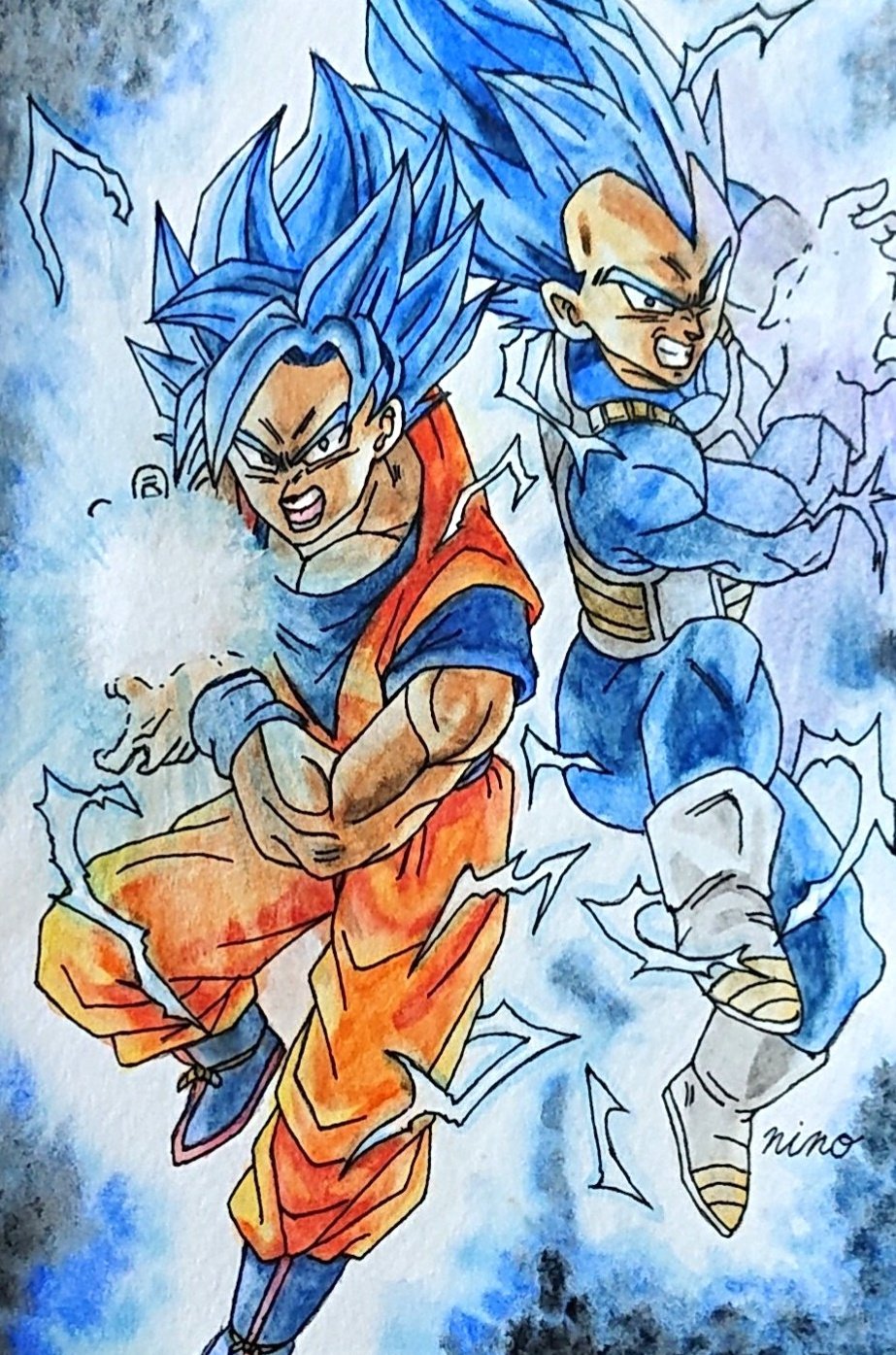 Ninomiya Illustration 今週のドラゴンボールイラストは悟空とベジータです ドラゴンボール の文房具のイラストなんですが 意外とめちゃくちゃカッコいいイラスト使ってたりしますよね ﾟ ﾟ 3 ドラゴンボールイラスト 模写 水彩画 絵が