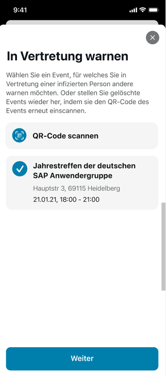 coronawarnapp's tweet photo. 🆕#CoronaWarnApp 2.9 mit wichtiger Warn-Funktion für Events (48-h-Rollout)

🚨Veranstalter können Gäste vor einer Risikobegegnung mit einer später positiv getesteten Person warnen, selbst wenn diese Person nicht über die App eingecheckt war.

Wie es geht
➡️https://t.co/uUM5GSrYqK https://t.co/sBAiLfG8fm