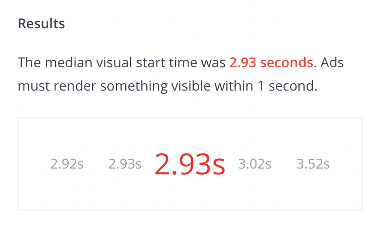 advalidation's tweet photo. When an ad load slowly, it’s less likely to be seen by visitors and can lead to low viewability numbers. Find out if ads are loading quickly enough with our Time to Visual Start test: https://t.co/082nv4t7eC https://t.co/MT16i15iOr
