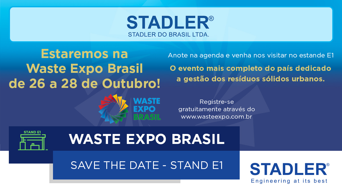 Stadler_Group's tweet photo. STADLER do Brasil will be attending the Waste Expo Brasil from October 26-28th. 

Save the date and register today! 

#stadler #brazil #waste #wastesorting #recycling #circulareconomy #environment #sortingplants #wasteexpobrasil #msw https://t.co/oZApVVVHTS