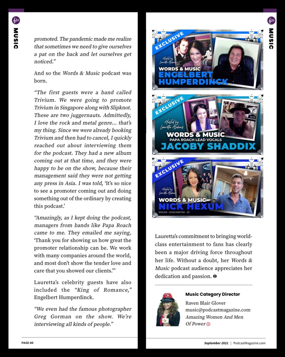 lamcpresents's tweet photo. A must-read to all #podcast and #music lovers! Check out the September 2021 issue of @ThePodcastMag.

Read the journey of @WordsAndMusicLA creator &amp; host @laurettaalabons + the story behind creating the podcast.
📲 Full feature: https://t.co/yCe0pVfbw1. 
🎧https://t.co/EK3nSQLKes https://t.co/DjFJBvE5Qx