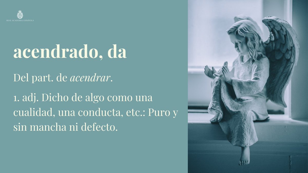 RAEinforma's tweet photo. #PalabraDelDía | acendrado, da

Ejemplo de uso de Pedro Salinas: «La lírica de Bécquer, expresión de un romanticismo acendrado, brota extrañamente en el campo, tan ajeno, de la generación realista». ¿Sabían que «acendrado» tiene su origen en el latín «cinerāre» ‘hacer ceniza’? https://t.co/lZEtbXZkZV