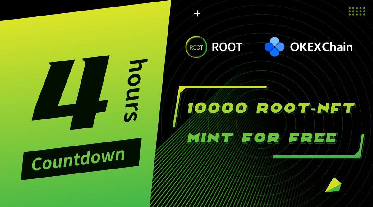 Whitelist application has ended <a href="/OKExChain/">OKExChain</a> 
* Free mint time: 18:00 on September 8th-18:00 on 
  September 9th (UTC+8:00)
*ROOT-NFT mint address: root.top/#/box
*OKT is required as a gas fee for mint
*Whitelist user mint tutorial
app.gitbook.com/@root-top/s/ro…