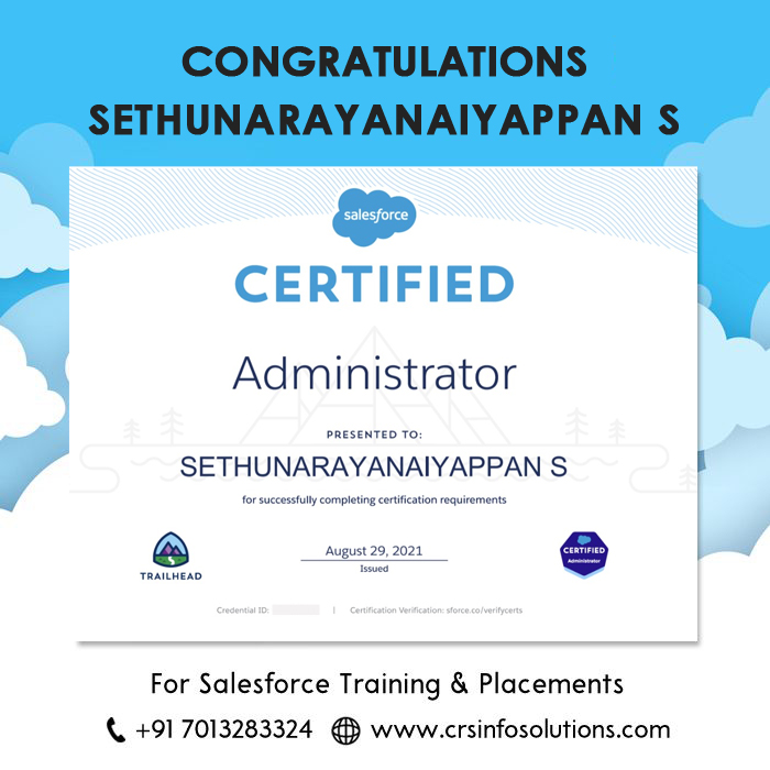 Anandtechie1102's tweet image. Hearty Congratulations to our student Sethunarayanaiyppan. All the very best to future endeavours. For #Salesforce training and certification preparation, please enroll in our free demo class.

Phone: +91-7013283324
Website: crsinfosolutions.com
#crsinfosolutions