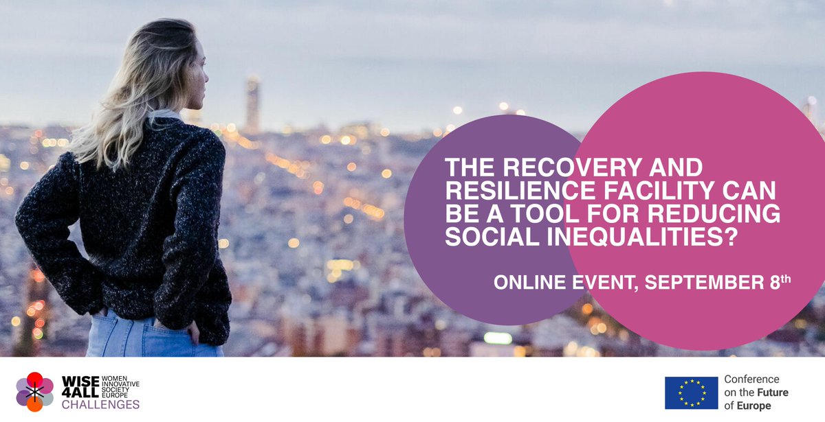 AllWise4's tweet image. The online debate &quot;CAN THE RECOVERY AND RESILIENCE FACILITY BE A TOOL FOR REDUCING SOCIAL INEQUALITIES?&quot; will start today at 9.00 AM.
Take a look at the agenda: 
scom.eu/.../wise4chall…
#wise4challenges #conferenceoffutureofeurope #thefutureisours #thefutureisfemale #RRF