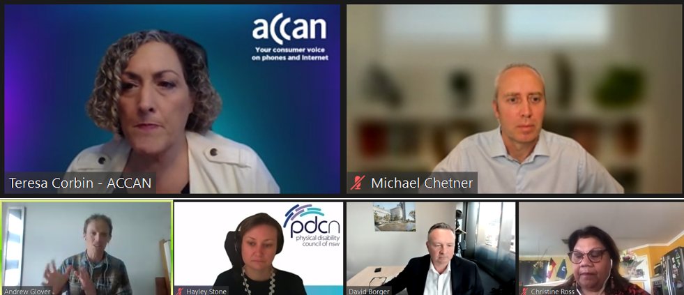 ACCAN (@accan_au) on Twitter photo Thank you to our final panel of #ACCANect2021! Great discussion on the future of remote working with Michael Chetner, Head of Aus and NZ <a href="/Zoom/">Zoom</a>, Andrew Glover <a href="/RMIT/">RMIT University</a>, David Borger <a href="/BusinessWSYD/">Business Western Sydney</a> and Hayley Stone <a href="/PDCNSW/">Physical Disability Council of NSW</a> Thank you to our final panel of #ACCANect2021! Great discussion on the future of remote working with Michael Chetner, Head of Aus and NZ <a href="/Zoom/">Zoom</a>, Andrew Glover <a href="/RMIT/">RMIT University</a>, David Borger <a href="/BusinessWSYD/">Business Western Sydney</a> and Hayley Stone <a href="/PDCNSW/">Physical Disability Council of NSW</a>