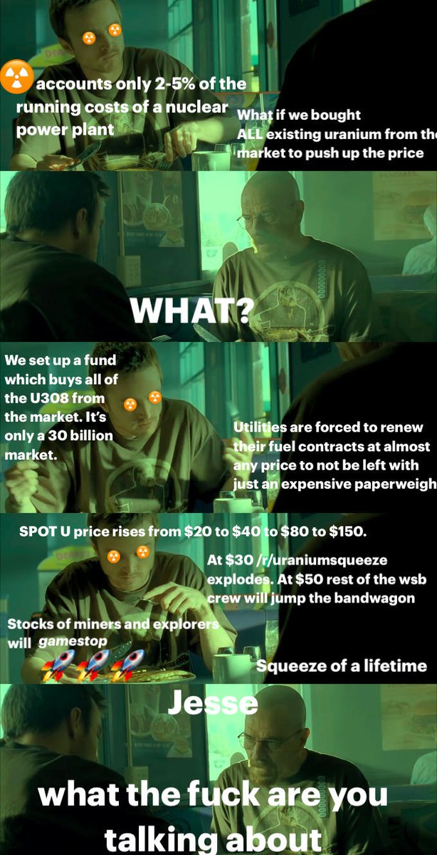 The #uranium stock market seems to be crazy at the moment. Cheers to <a href="/quakes99/">John Quakes</a> for keeping everyone up-to-date on what's happening 🚀