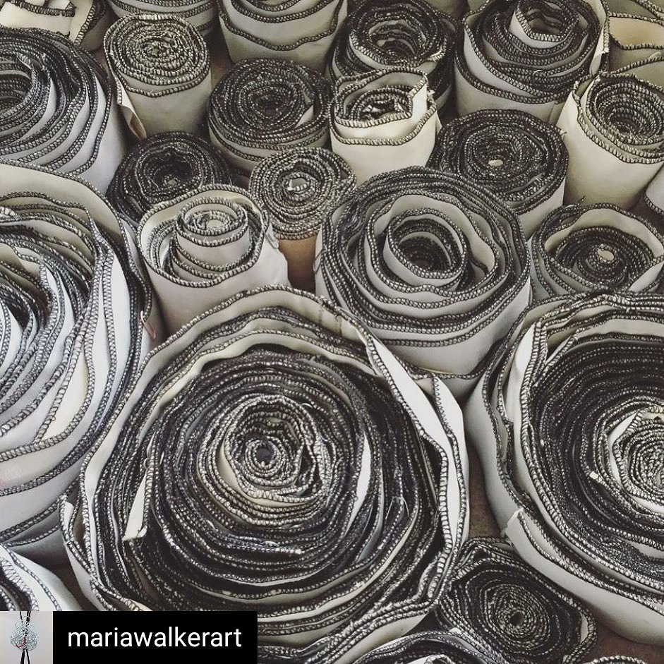 Maria usually displays this work as a large, looped sculpture but rolled like this for storage, the elements take on a new life and could tell a different story. #edges #SeptTextileLove