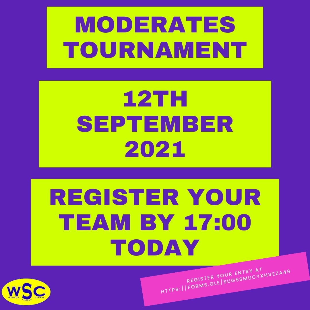 Entry for our moderates close at 5pm today. Register your team at forms.gle/SuG5SmucyXHVEZ…

If you have already registered we will be sending tournament information out to you in due course.