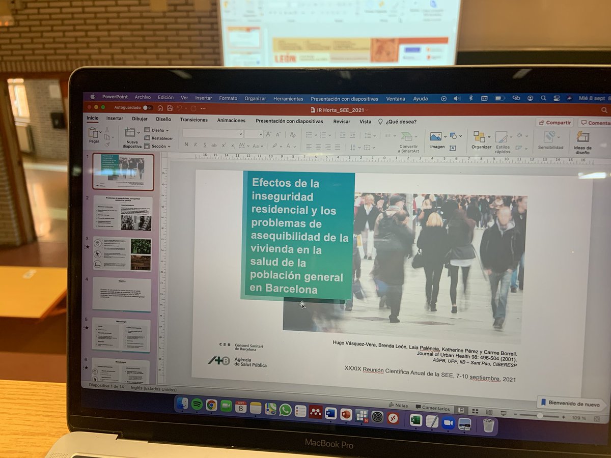 Qué bien estar de vuelta!! A punto de presentar dos comunicaciones de nuestro grupo <a href="/habitatgeisalut/">Habitatge i Salut</a> sobre los efectos de la inseguridad residencial y la gentrificación en la salud y desigualdades en salud en el congreso de la #SEELeón2021 @salutpublicabcn