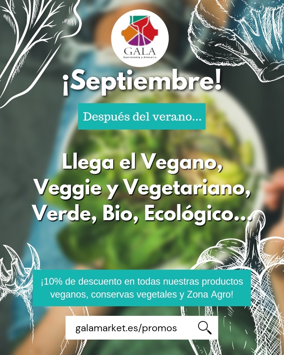 ☀️ ¡Después del verano llega el mes Vegano, Vegetariano y Veggie!🌱 En ntra web descuentos en conservas vegetales. Click 👉🏻 galamarket.es/promos
#galamarket #almeria #Andalucia  #vegano #artesano #productosveganos #productoreslocales  #productolocal #vegetariano #ecologico
