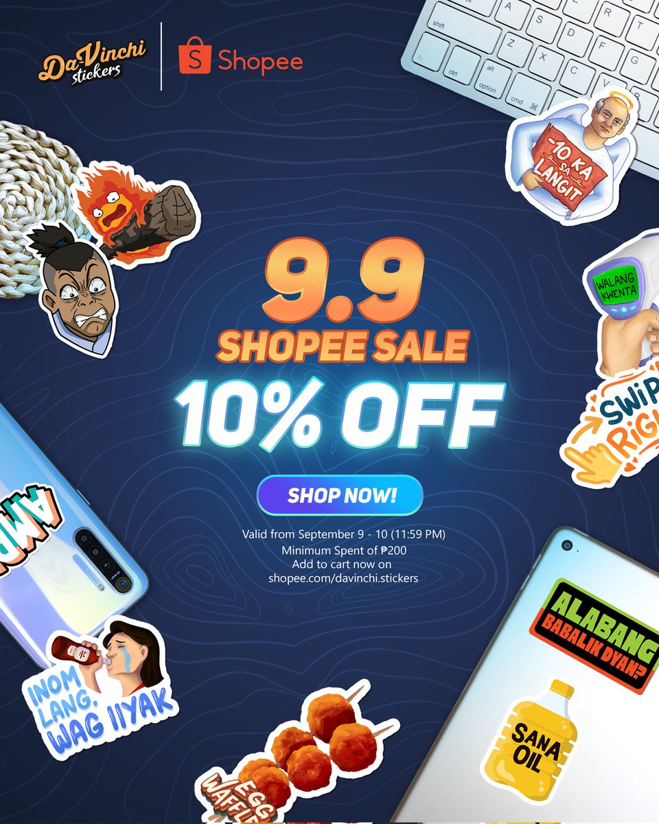 davinchisticker's tweet photo. IT'S BUDOL TIME! 😱 
Ready your carts, add some awesome stickers, and check out starting September 9, 12 midnight until September 10 for a 10% OFF SALE! 
Add to cart NOW! https://t.co/h54NKXz6gq

#DaVinchiStickers #stickersph #Shopee99SuperShoppingDay #99sale https://t.co/8vvXwqfe5C