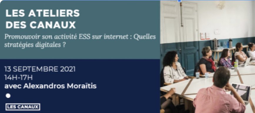 Les_Canaux's tweet photo. [ ATELIER DES CANAUX ] 
🚀 Vous lancez votre activité dans l’ESS? 
💻 L’atelier “Promouvoir son activité ESS sur internet : Quelles stratégies digitales ?” est fait pour vous !
📍 Lundi 13 septembre 2021 à 14:00
📍Inscriptions
👉 https://t.co/3u1beGns3O #digital #entrepreneuriat https://t.co/9f4q5wCYvv