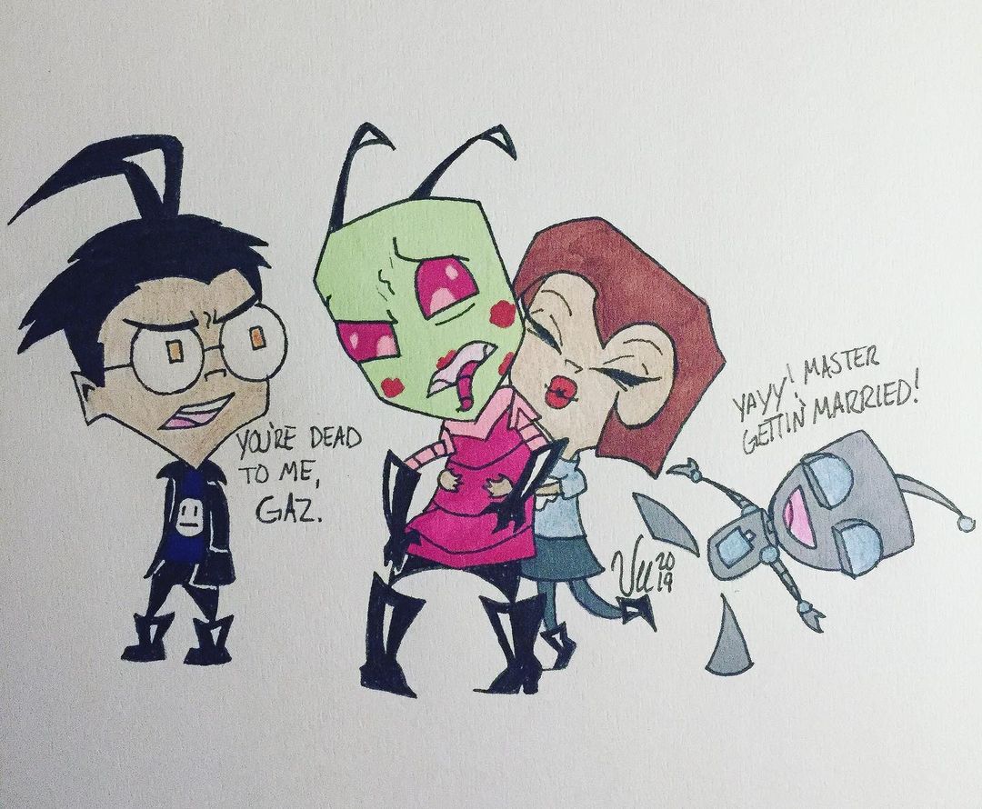 invader zim gaz and zim kiss