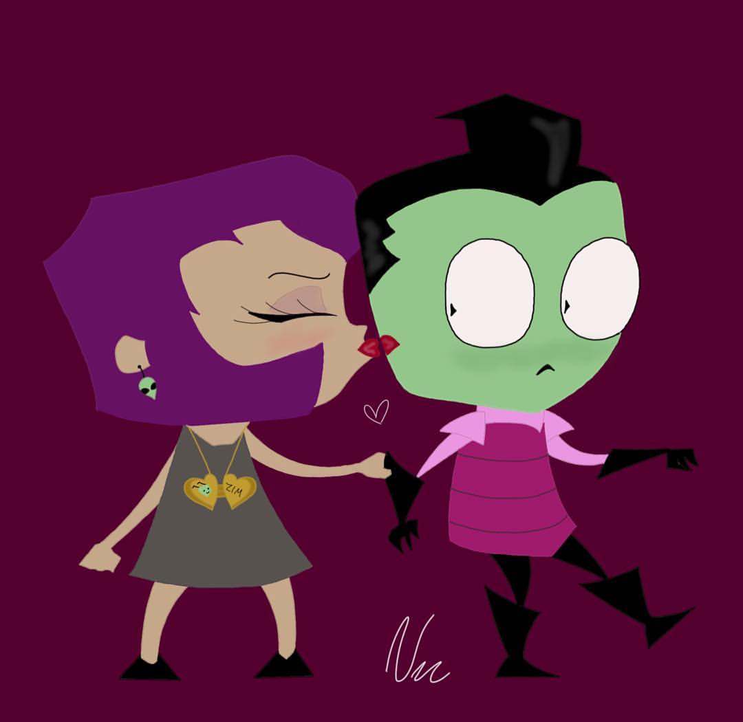 invader zim gaz and zim kiss