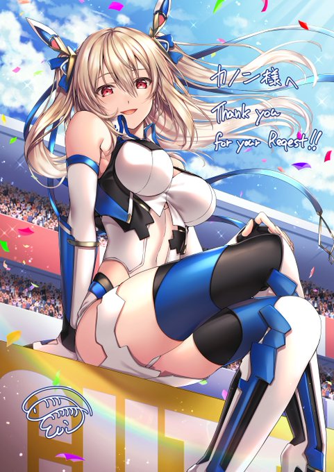 Evi様(@evi_fry__)にskebで依頼させていただいたうちの子!
鮮やかで華やかな画面にフェチ度高めのぴっちりコスが映える…
挑発的なポーズも実にいい感じです!
今回も大変素晴らしいイラストをありがとうございました! 