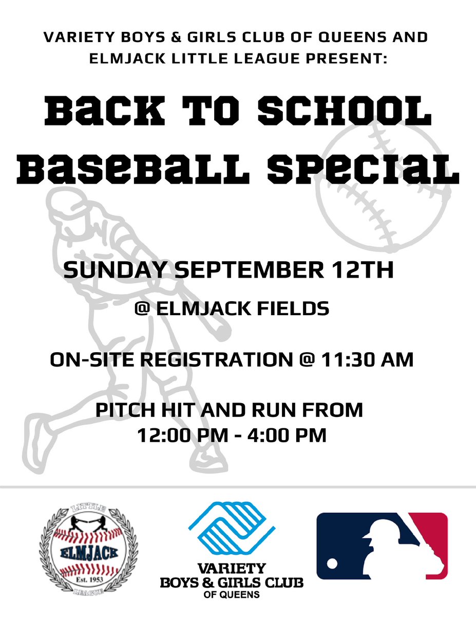 ElmjackLL's tweet image. See how you stack up against your friends and come down to Elmjack for the Back to School Pitch, Hit &amp;amp; Run competition this Sunday! Thanks to @vbgcq and @MLB