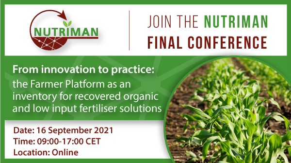 The full programme of the <a href="/NUTRIMANnetwork/">NUTRIMAN network</a> final conference is now online! Make sure you register before September 15 to receive the event link. 
For more information: nutriman.net/conference

#nutrientrecovery #manure #compost #biofertilisers #thematicnetwork #biochar