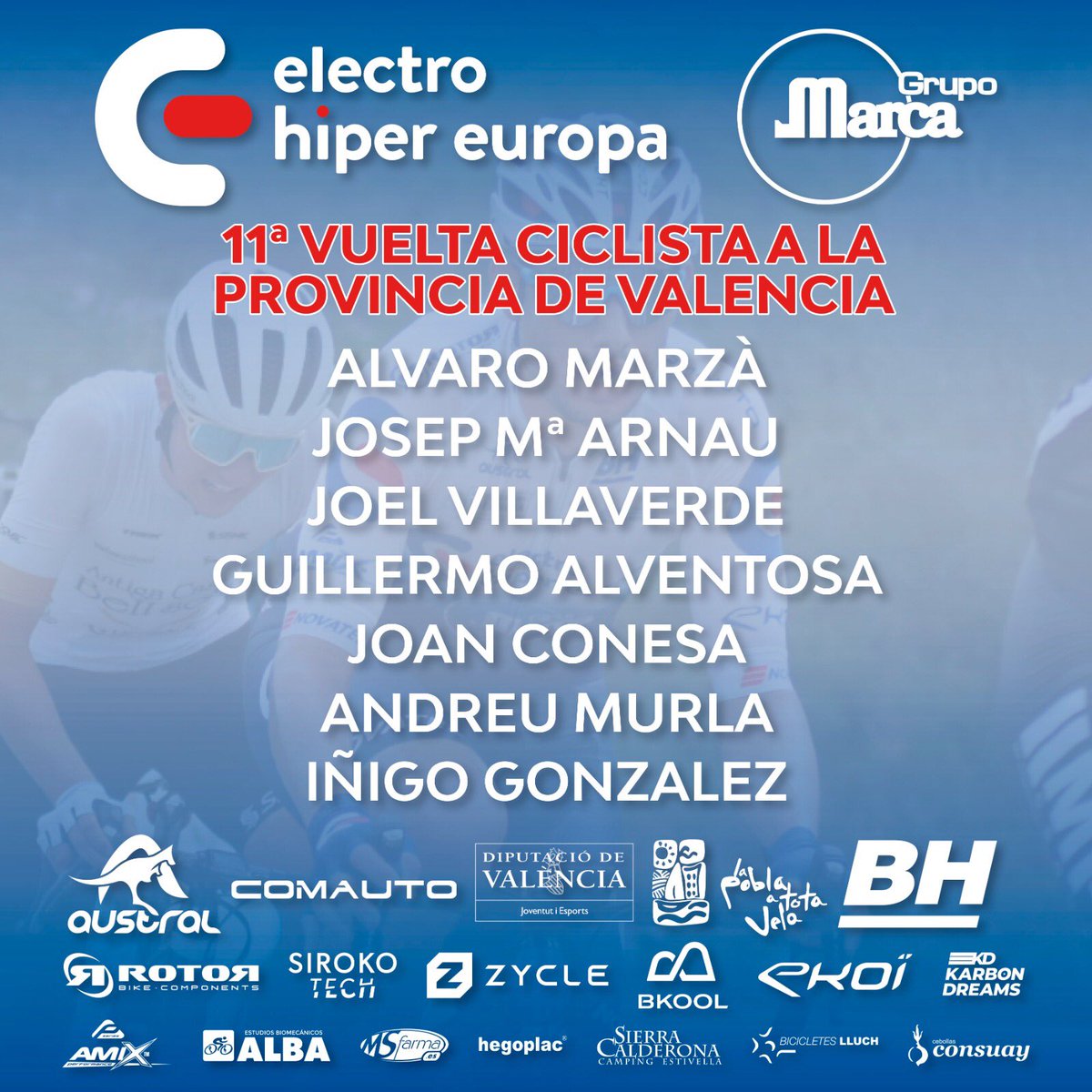 CCTarongers's tweet photo. Esta será nuestra alineación para #vueltavalencia la de casa! https://t.co/MO6T7gCDaO