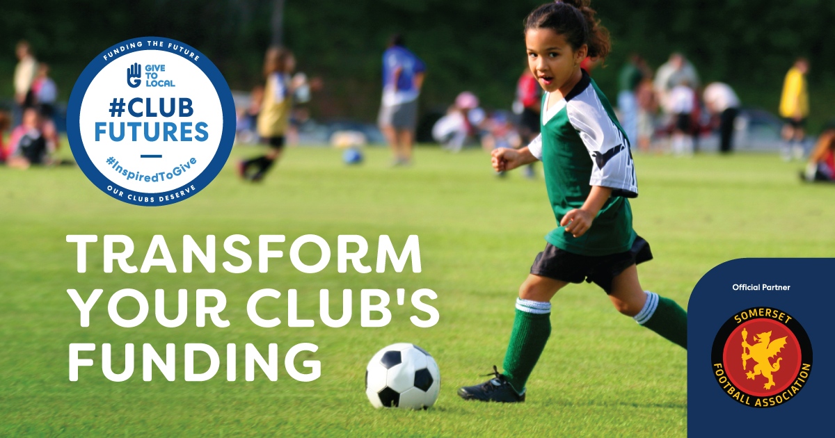 SomersetFA's tweet photo. GiveToLocal, official partner of Somerset FA have launched their exciting #ClubFutures campaign, designed
to help all clubs achieve £10,000 every year, in new funding. 💰
To find out more about this free service and to
register your club, visit https://t.co/I8fdK5qm7m ⚽ https://t.co/ivr12ZuyL7