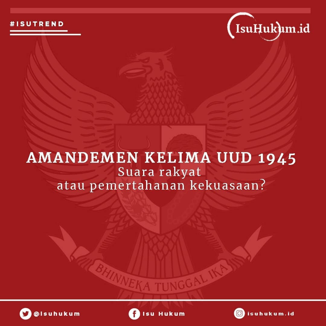 isuhukum's tweet photo. Amandemen Kelima?
.
Kali ini Tim ingin berbagi isu hukum untuk para #ngisu terutama yang lagi pingin nulis atau riset tapi bingung yang mau diriset apa, ini nih menjadi kajian menarik untuk teman-teman #ngisu
.
Keep learning and doing UPS! Don't forget to sharing!
.
#isuhukum https://t.co/j9PNp3GEkf