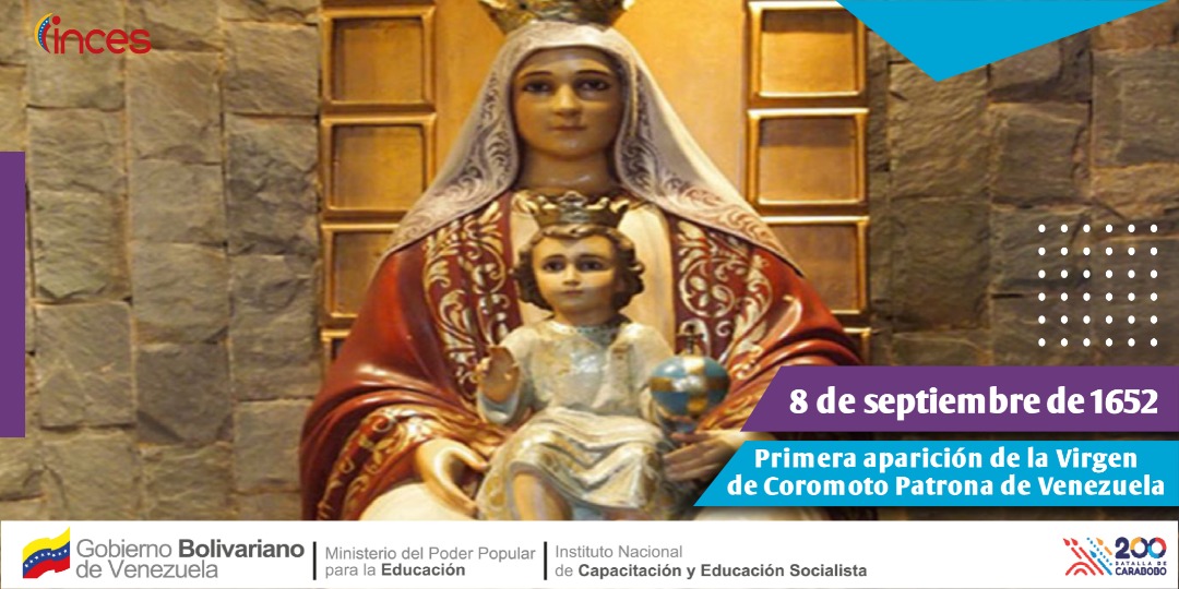 Cuenta la historia que el #08Sep de 1652 la imagen de la Virgen María se le apareció al indio Coromoto cuando este atravesaba un riachuelo, por lo que de ahí deriva el nombre de la Patrona de Venezuela. #Inces62AñosFormando #VacúnateYA