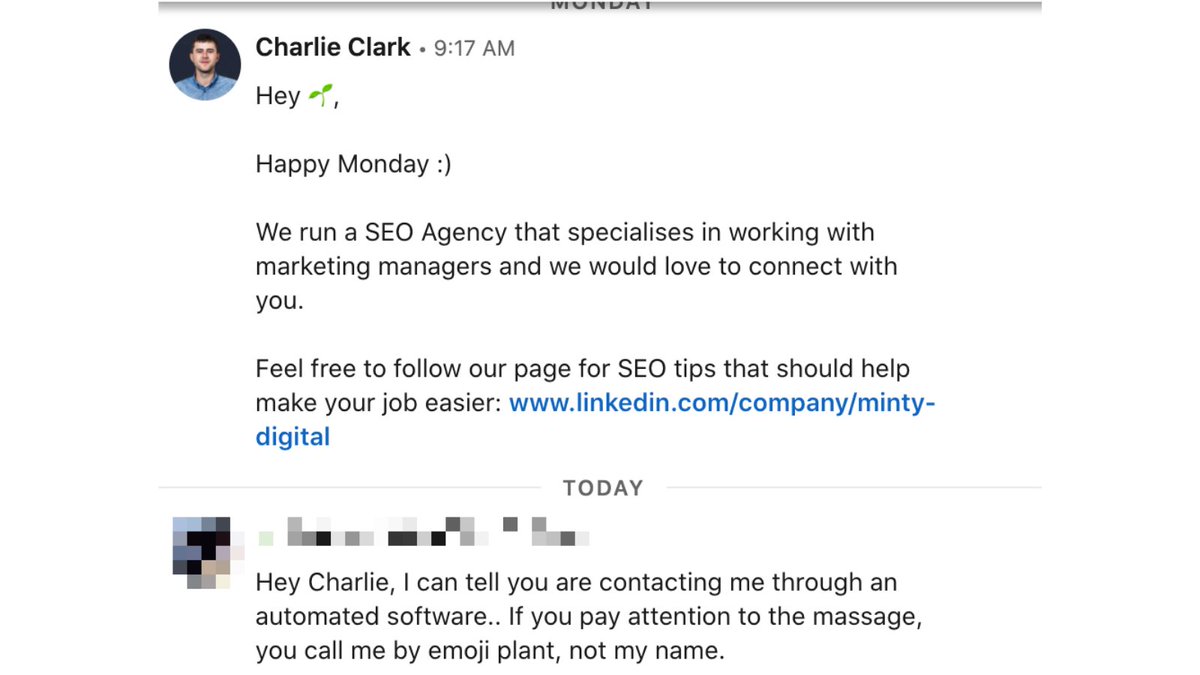 CharC_SEO's tweet image. When you fail to understand that someone doesn&apos;t identify as a plant emoji #automationfail #humpday