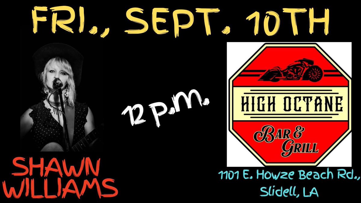 Slidell! Friday at high noon, I’m comin’ to hang wit’ you at this cool new biker bar, High Octane ! Come.

#Slidell #Northshore #Louisiana #SlidellLouisiana