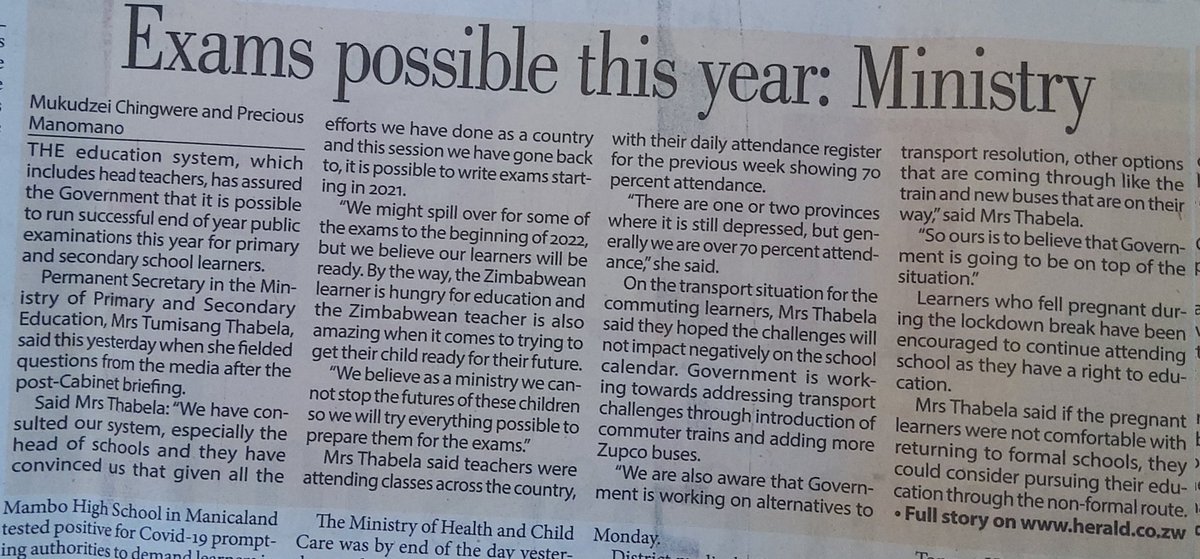Exams possible this year: Ministry <a href="/HeraldZimbabwe/">The Herald Zimbabwe</a> 
"The Zimbabwean learner is hungry for education and the Zimbabwean teacher is also amazing when it comes to trying to get their child ready for the their future," says Pem Secretary in the <a href="/MoPSEZim/">Ministry of P&S EdZW</a> 
#SAYWHAT 
<a href="/UNICEFZIMBABWE/">UNICEF ZIMBABWE</a>