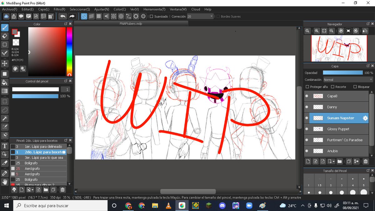 Ink_Sauce_'s tweet image. ✨¡SUPER WIP! Día 2:
Mientras más avanzo, más me gusta el dibujo jeje
¡Nomás termino la base de Sunam y Danny y empezamos el delineado!✨
@The_Paperpals 
@ProphecyxOffic 
@FuntimeNcP 
@games878787 
@SUNAM_NAPSTER 
@DannyOrozcus 
#FNAF #FNAFtubers #FNAFArmy #DigitalArt