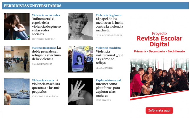 CandelaOlle's tweet photo. Por segunda vez el alumando Máster #PeriodismoDigitalUOC @UOCinfocom publican sus artículos en @JuniorReport_ de @LaVanguardia
Con piezas sobre violencia de género de @laurakum1, @SaraLombas, @celiamontero_, @Anna_Lp_Garcia, @JosuneGil y @ErnieRedruello
 👉https://t.co/h3p4nw6qpm https://t.co/QvwelHKCJV