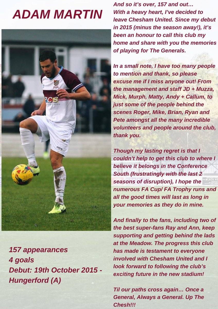 cheshamutdfc's tweet photo. Adam has asked us to share the following message as he departs the Meadow https://t.co/bpqr229TNE
