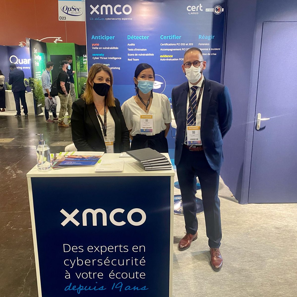CERTXMCO's tweet photo. Nous y sommes ! Romain Granger-Fristel, Aurelie Grellier &amp; Hélène Pham Plomion vous accueillent au stand D24. Mettez un «👾» en commentaire si vous êtes au FIC (International Cybersecurity Forum) :) https://t.co/aHTNo30QQk