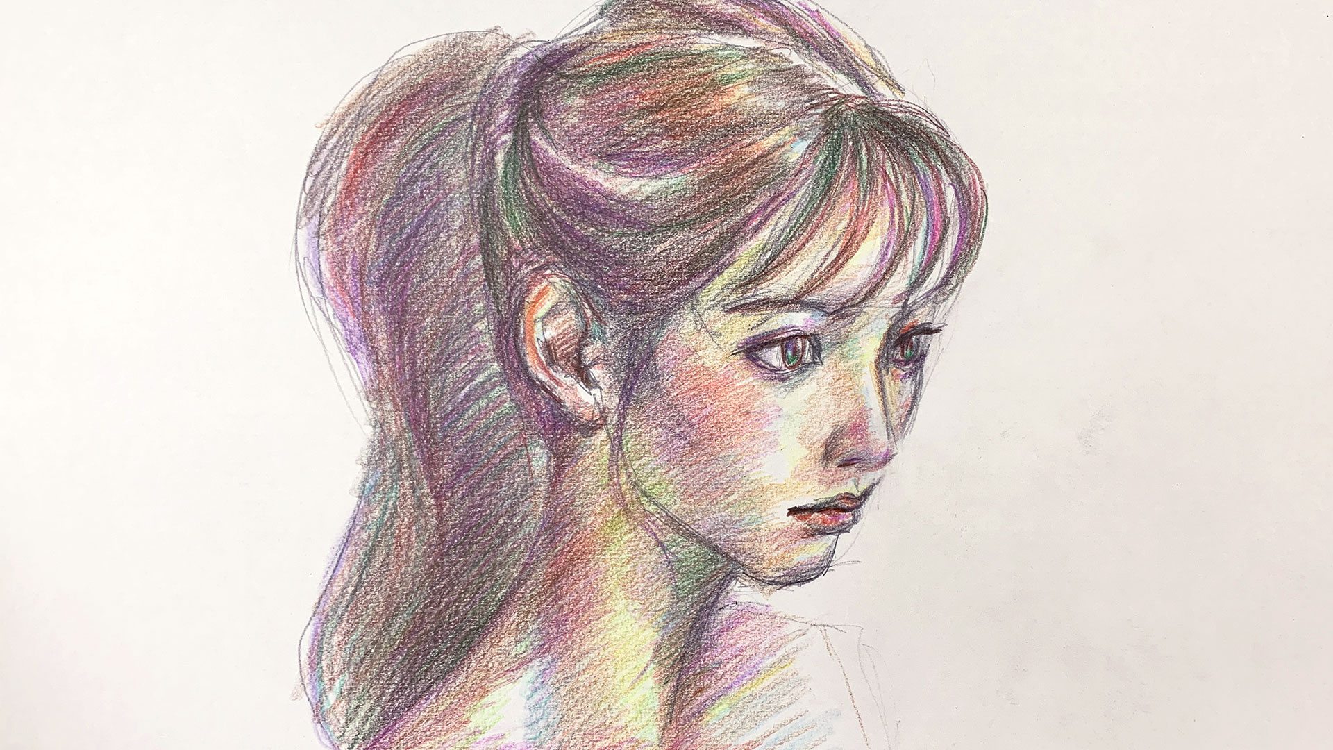 清楚なポニーテール美女＃3　色鉛筆画 清楚なポニーテール美女＃3 色鉛筆画 mqdefault.jpg