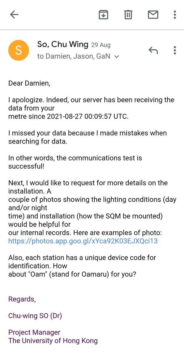 My SQM-LE has in fact been sending data to the Globe at Night - Monitoring Network! Only the 4th unit providing data in the Southern Hemisphere, and ONLY unit in Australasia! Providing to global science from little old Oamaru, NZ!