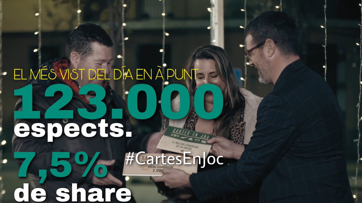 L’ESTRENA de la NOVA TEMPORADA de #CartesEnJoc arrassa a la nit de dimarts d’<a href="/apunt_media/">À Punt</a> amb 123.000 espectadors (7,5% de share) Enhorabona <a href="/jgarriserra/">Jordi Garrido Serra</a> !