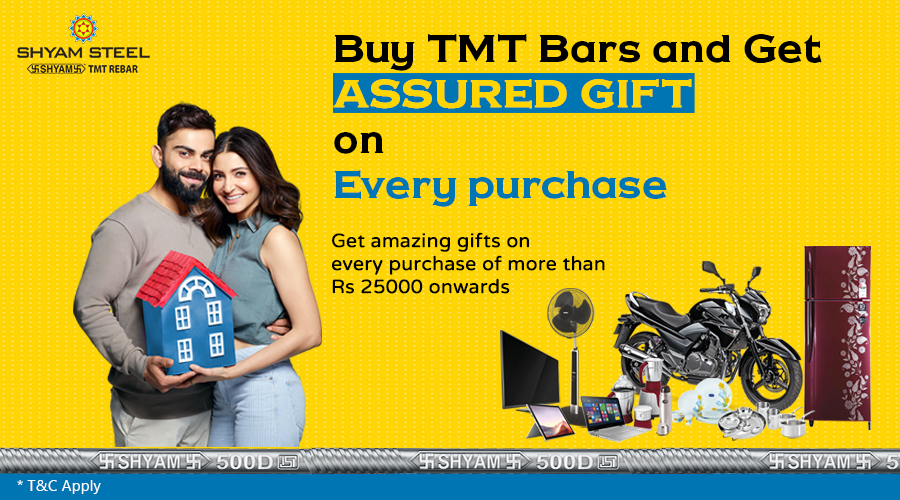 shyamsteel's tweet photo. Buy the best quality TMT bar to build your dream home and Get Assured gifts. 

Call : 18001204007

#ShyamSteel #flexiSTRONG #TMTBar #HameshaKeLiyeStrong #ConsumerOffer https://t.co/nCpGYeJRo3