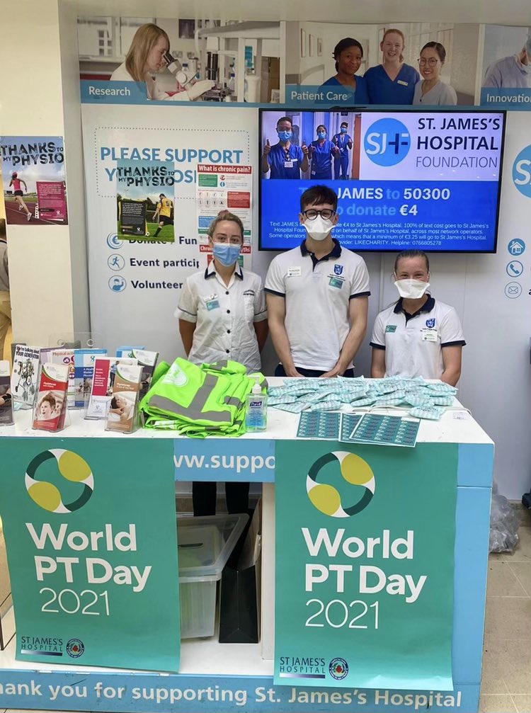 Happy World Physiotherapy Day! <a href="/stjamesdublin/">St James's Hospital</a> any of our collegaues around main concourse make sure to stop by to find out about what us physios get up to. There are treats too of course! <a href="/niamhphysio/">Niamh Murphy</a> <a href="/brid_wilson/">Bríd Wilson</a> <a href="/_ISCP_/">ISCP</a>