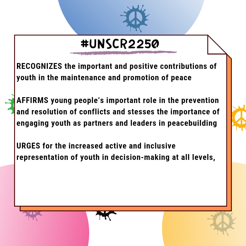 footprints4c's tweet photo. Youth are more often than not perceived as agents of violence
#dyk their is a resolution under the United Nation Security council  #UNSCR2250 that does actually acknowledge and celebrate young people as agents of change⁣ and PeaceBuilder
⁣
#ChangingGenerations⁣
#Peacebuilder⁣ https://t.co/BdLPMB54nc