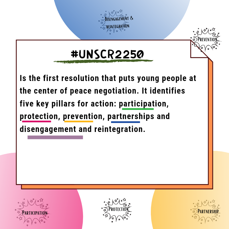 footprints4c's tweet photo. Youth are more often than not perceived as agents of violence
#dyk their is a resolution under the United Nation Security council  #UNSCR2250 that does actually acknowledge and celebrate young people as agents of change⁣ and PeaceBuilder
⁣
#ChangingGenerations⁣
#Peacebuilder⁣ https://t.co/BdLPMB54nc