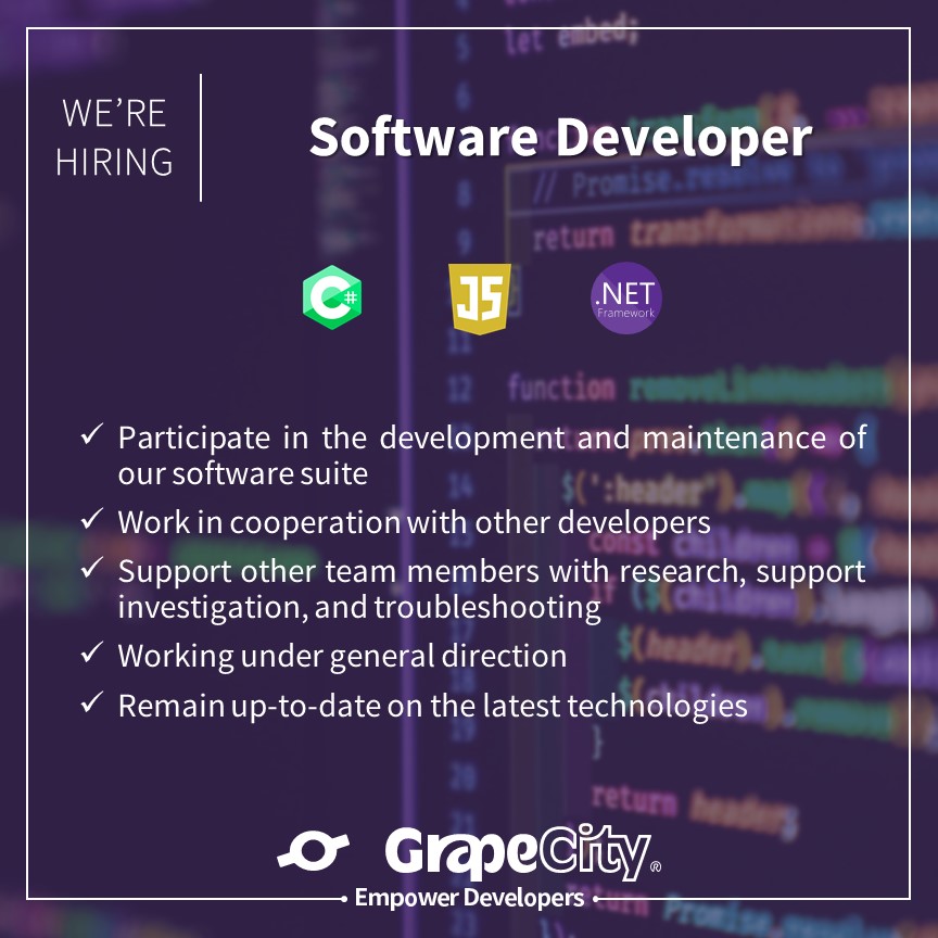 grapecity_al's tweet image. APPLY NOW at info@grapecity.com
#grapecityal #grapecitylife #valuesthatprevail #hiring #softwaredeveloper #recruiting #nowhiring #recruitment #developer